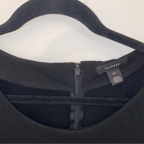 Halogen Women’s Black Bow Tie Detail Knee Length Dress 3/4 Sleeves Size XL - Picture 3 of 8